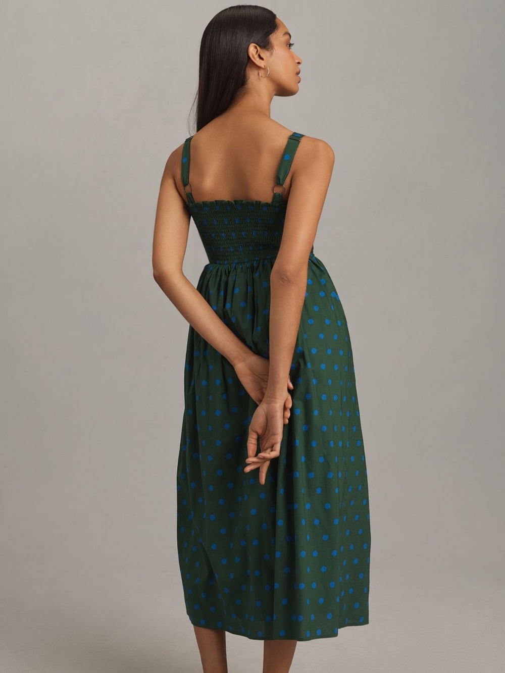 Anthropologie Pinnacle by Shruti Sancheti Smocked A-Line Midi Dress Pockets M - Picture 4 of 16